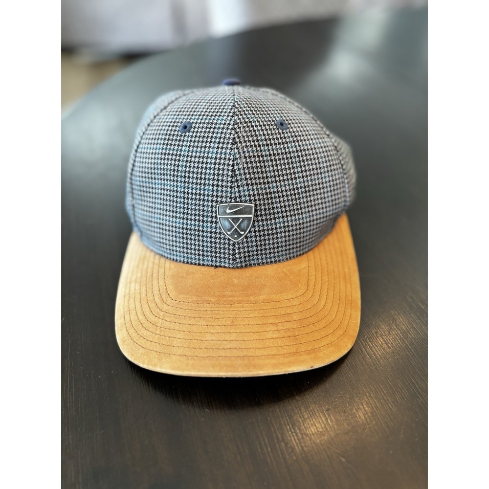 Nike Mens Golf Wool Blend Houndstooth Suede Feel Bill Adjustable Baseball Cap